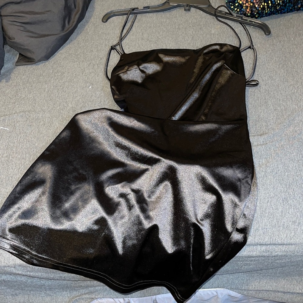 Black satin dress